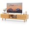 63 Inch Natural TV Stand Wicker Sliding Doors Media Console Up to 70 Inch TV